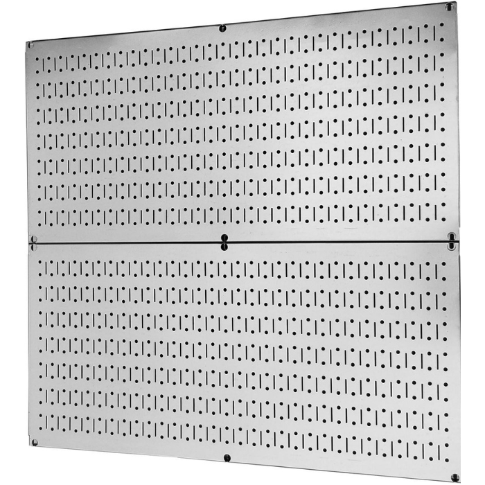 2 of the Horizontal Metal Pegboard Tool Board Panel by Wall Control stacked on top of each other
