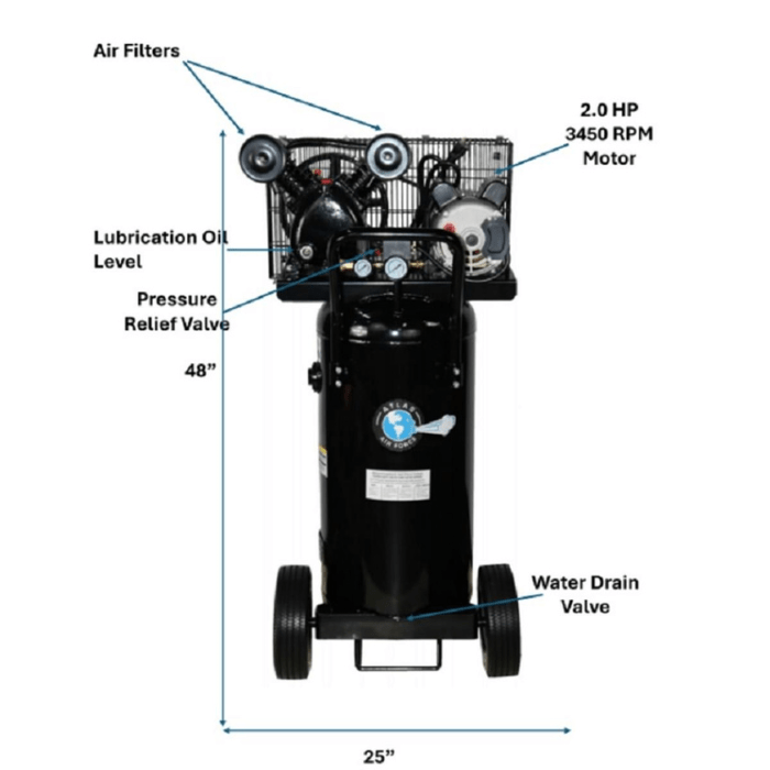 Atlas AF2 2HP Portable Air Compressor with Vertical Tank