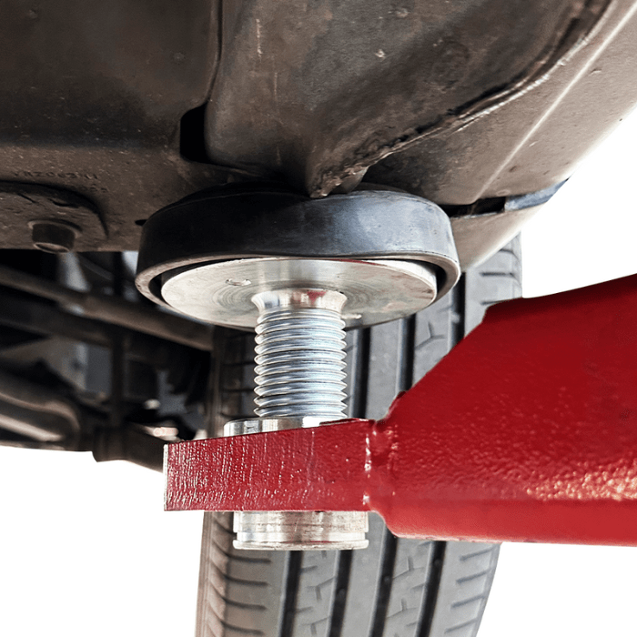 Bottom side view of the AM120SD 2 Post Car Lift by Katool