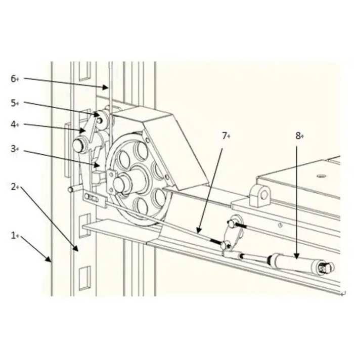 Cable and safety lock mechanism diagram for the 4H150 four-post car lift by Katool