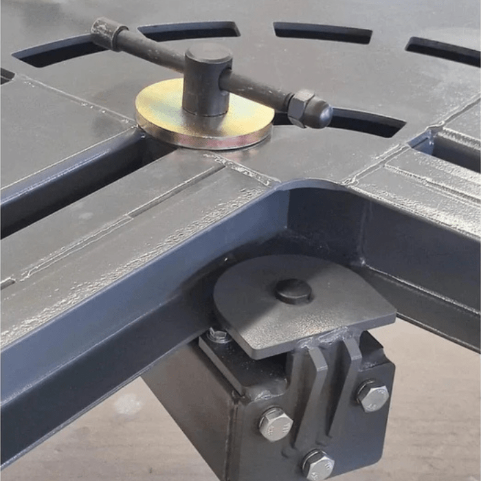 Close-up of adjustable clamp and locking mechanism on the Katool KT-299U Auto Body Frame Machine