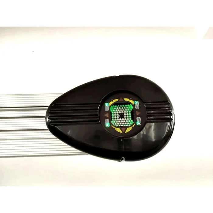 Close-up of the Katool KT-AV6 Wheel Alignment Machine’s camera module, featuring a reflective target sensor for accurate wheel angle measurements.