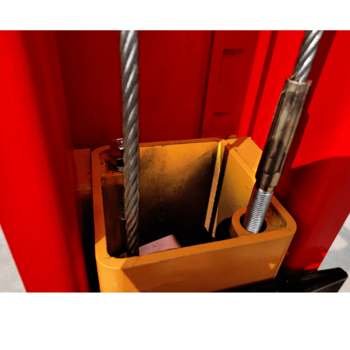 Closeup of two cables on the Katool 11,000lb 2 Post Car Lift M110