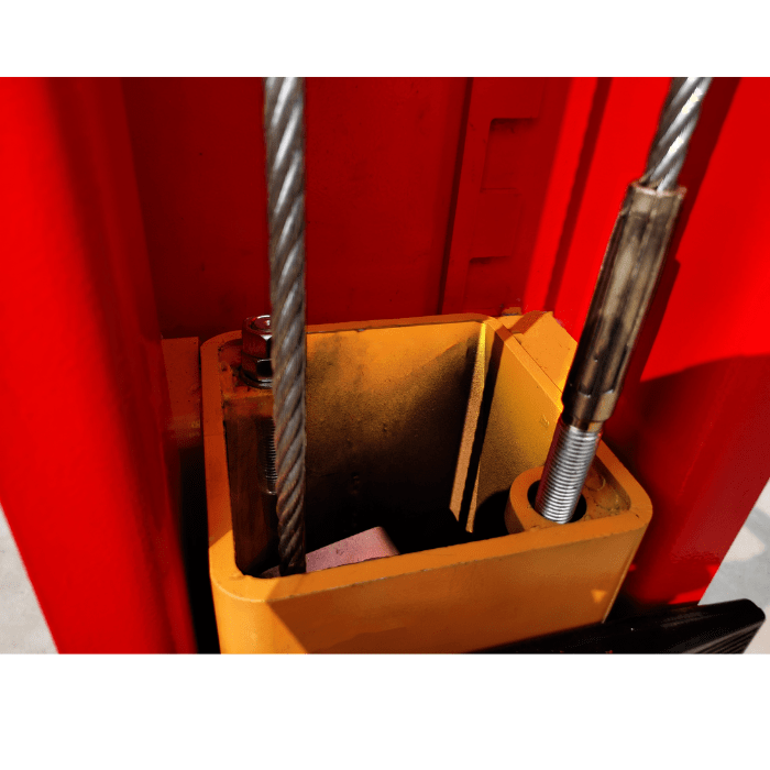 Closeup view of the cables for the Katool 12,000lb 2 Post Car Lift M120