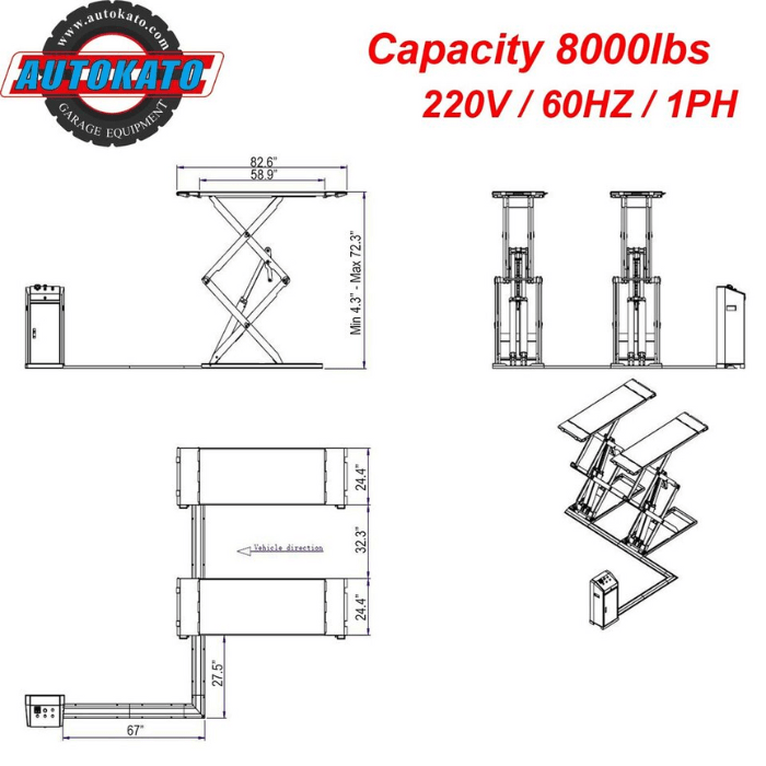 Dimensions sheet for the Katool KT-X95 Scissor Lift