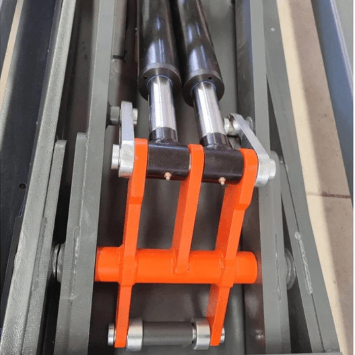 Dual hydraulic lifting cylinders inside the Katool KT-310 Frame Machine for powerful and stable elevation