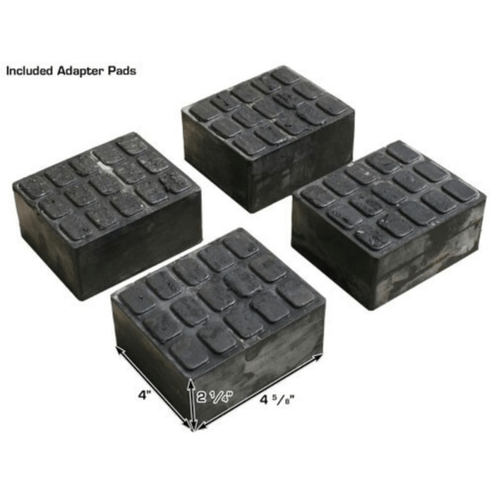 Durable adapter pads are included to help protect the undercarriage of the vehicle while providing secure lift contact with the platform.