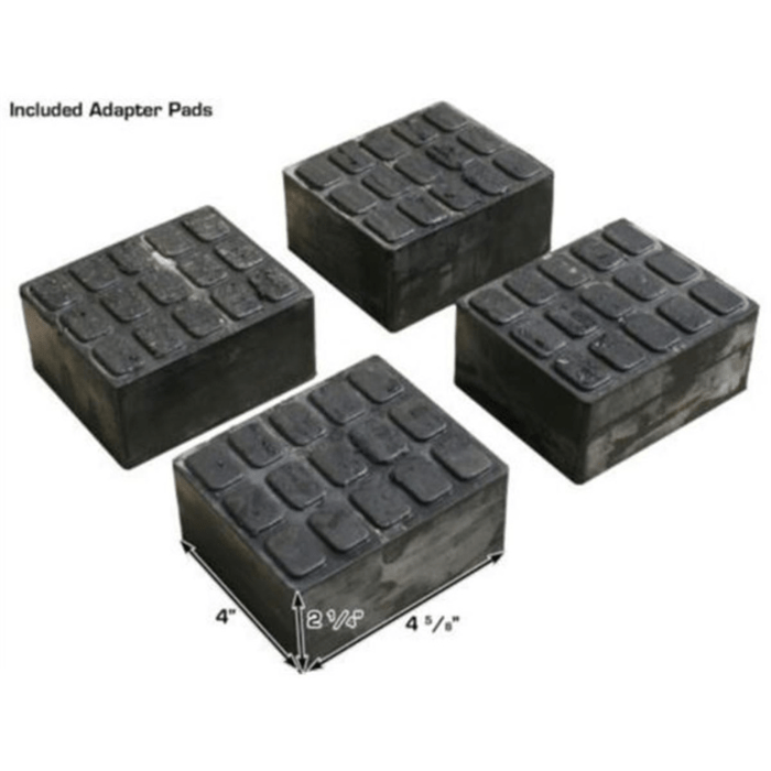 Each Atlas SLP9K scissor lift includes a set of durable rubber adapter pads—designed for added clearance and safe contact on a wide variety of vehicle frames.