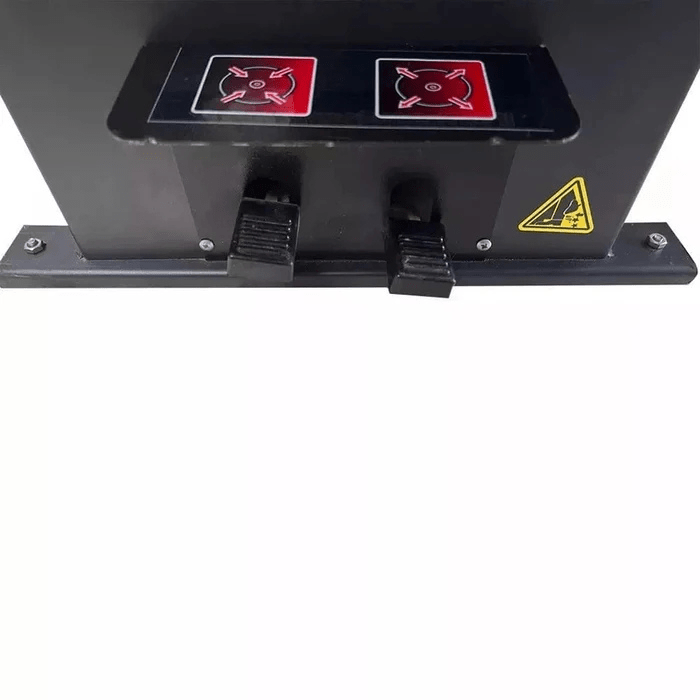 Foot pedal control system of the Katool KT-RPM80 Professional Rim Polishing Machine with directional rotation indicators.