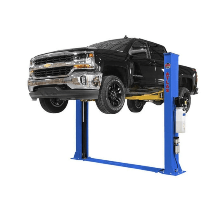 Front right side view of the Atlas Platinum ALI Certified Baseplate 2-Post Lift – 9,000 lb Capacity (PVL9BP)