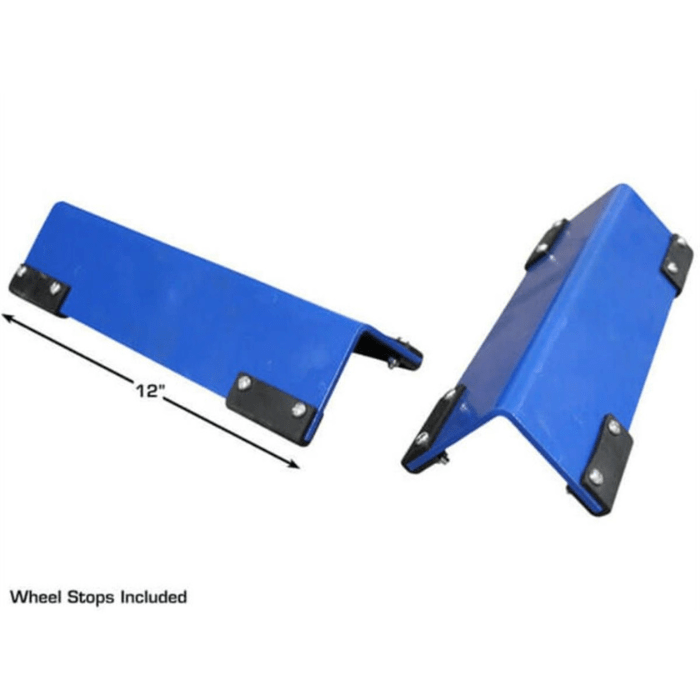 Included wheel stops for the Atlas ALI Certified Commercial Grade 4-Post Lift (PVL14) ensure added stability, keeping vehicles securely in place.