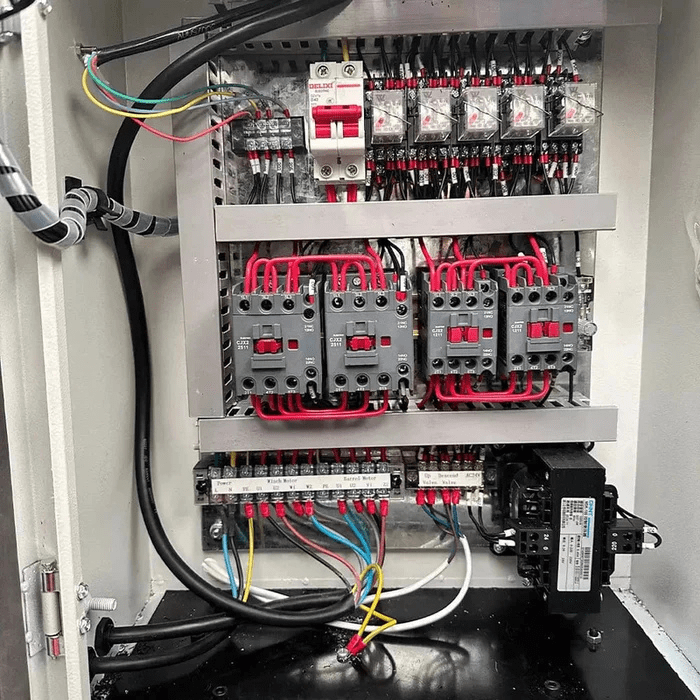 Internal electrical wiring and control relays of the Katool KT-RPM80 Professional Rim Polishing Machine.