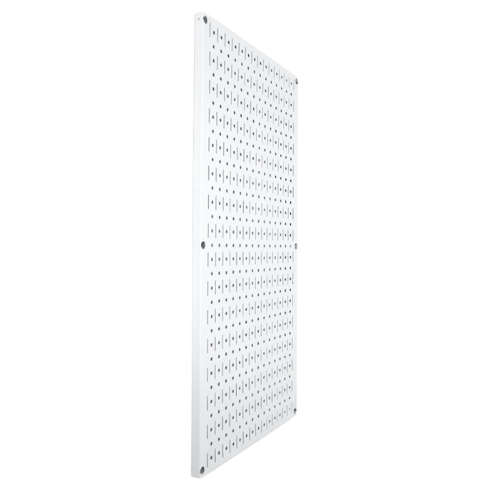 Left side view of the ghost white variant of the Signature Series Textured Pegboard Panel by Wall Control
