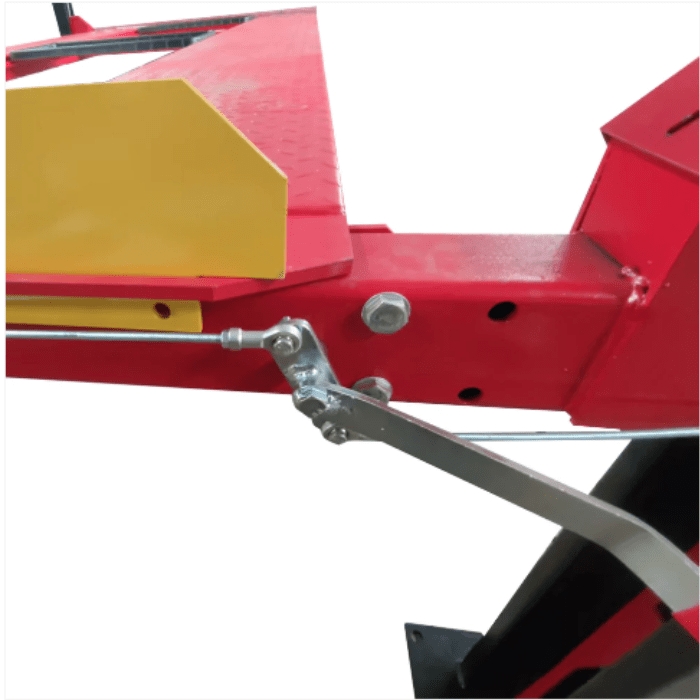 Mechanical safety lock release detail on the Katool KT-4H950 4 post storage lift.