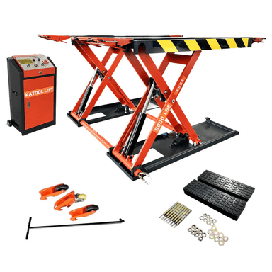 Right side view of the X90E 8000lb Mid Rise Scissor Lift by Katool