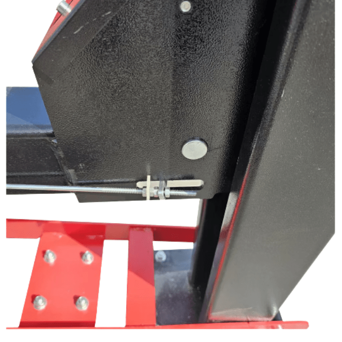 Safety cable anchor connection detail on the Katool KT-4H950 4 post storage lift column.