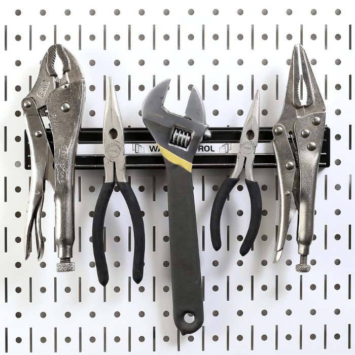 Showing 4 tools on the Wall Controls Magnetic Tool Holder Organizer