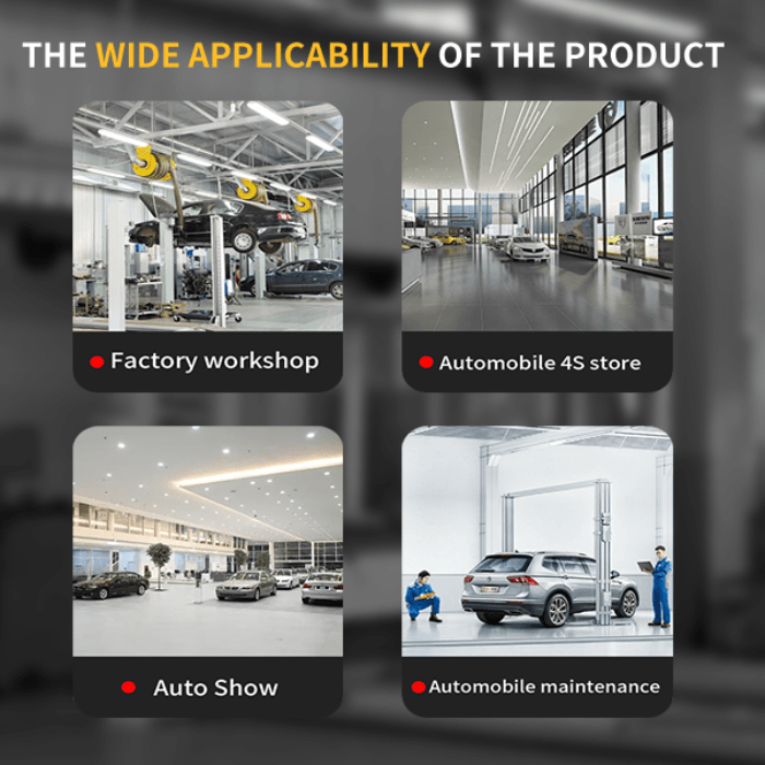 Showing different applications of the AM120S 12000lbs Single Point Lock 2 Post Car Lift