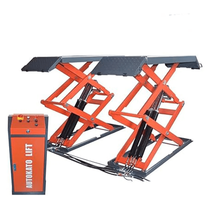 Showing the Katool KT-X95 Scissor Lift from the front right side
