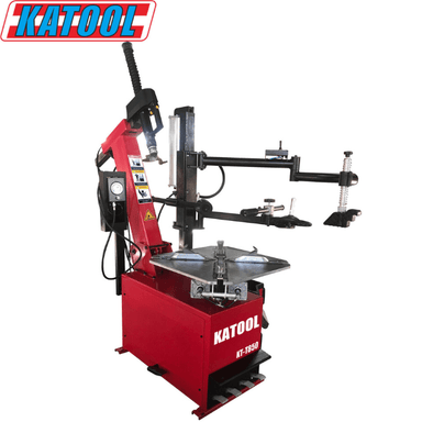 Showing the adjustable arm on the Katool T850 Tilt-Arm Wheel Clamp Tire Changer