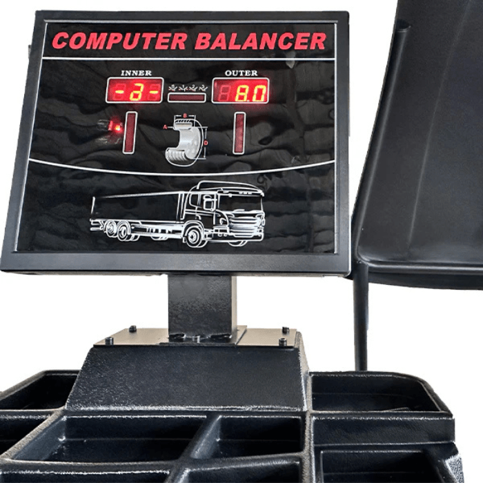 Showing the computer balancer screen that comes with the Katool B795L Truck & Car Wheel Balancer