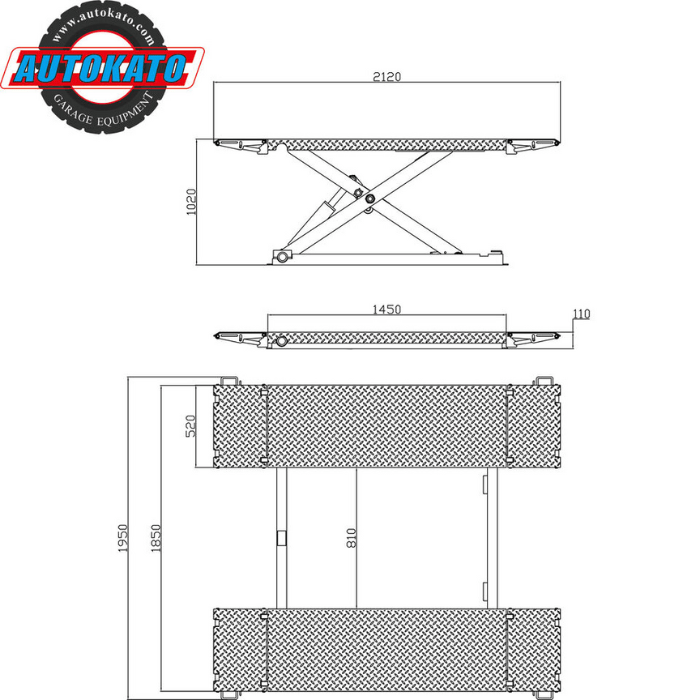 Showing the dimensions of the Katool X85 Scissor Lift
