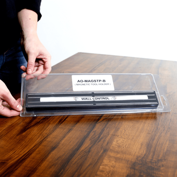 Showing the packaging the Magnetic Tool Holder by Wall Control comes in