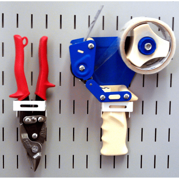 Showing two different c bracket accessories for the Wall Control Deluxe Slotted Metal Pegboard Accessory Pack