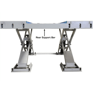 The Atlas 12ASL features a reinforced rear support bar to enhance structural stability—critical for consistent lift performance during vehicle alignments.