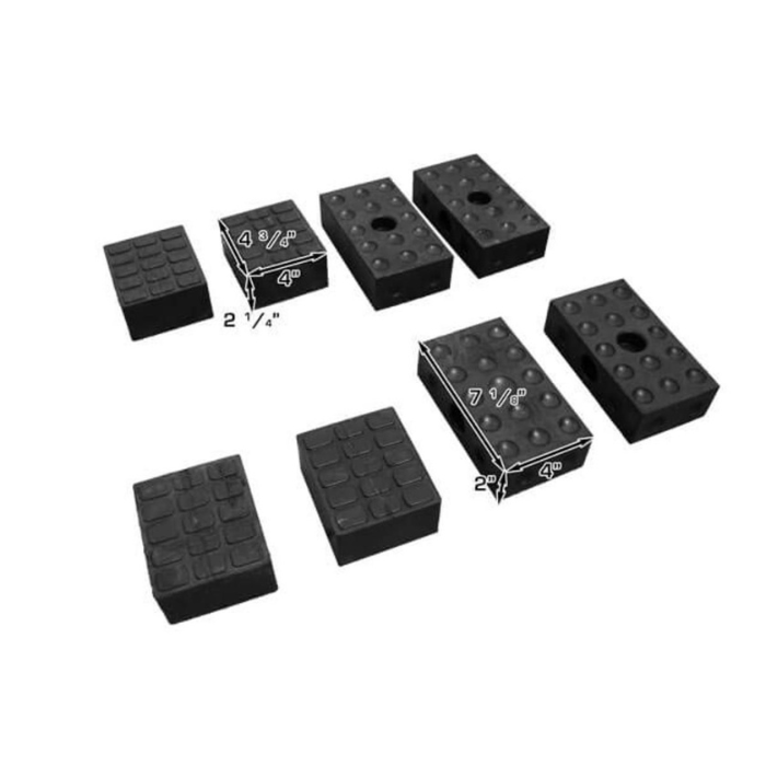 The Atlas 12ASL includes a variety of rubber adapter pads—designed for proper lift point contact and enhanced vehicle protection during alignment procedures.