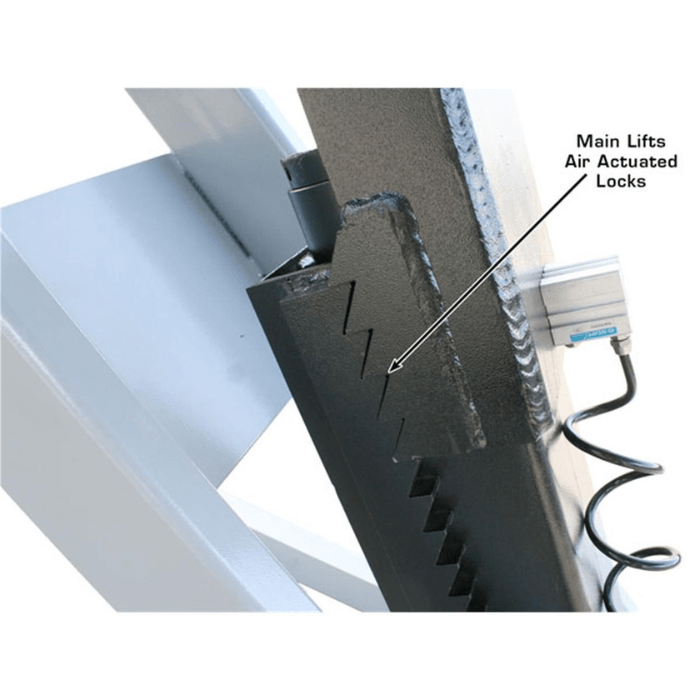 The Atlas 12ASL uses air actuated locking mechanisms to ensure every lift position is stable, secure, and technician-approved for safety.