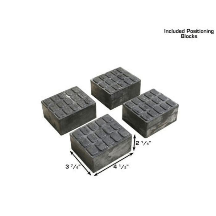 The Atlas 7K-Kwik-Bay includes a set of four heavy-duty rubber blocks—essential for precise vehicle positioning and added clearance on lift pads.