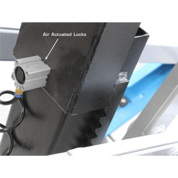 The Atlas FM9SL features air-actuated safety locks built into each lifting column—ensuring reliable, hands-free engagement at every locking position