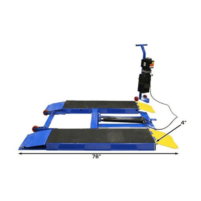 The Atlas LR06 low-rise scissor lift offers a compact 76-inch platform and just 4 inches of lowered height—perfect for quick-service shops, detailers, and tire work in tight spaces.