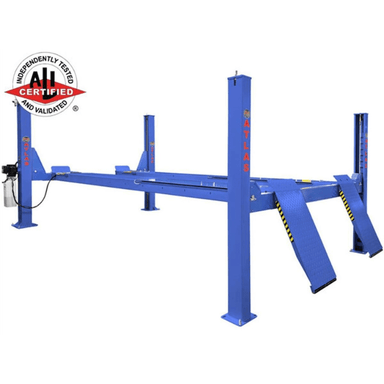 The Atlas Platinum PVL14OF-EXT 4-post lift is ALI Certified for professional-grade safety and performance—ideal for alignment jobs and heavy-duty lifting.
