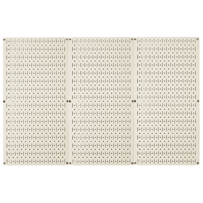 The Ultimate Metal Pegboard Organizer with a beige pegboard and no accessories or tools