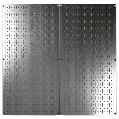 The metallic variant of the Wall Control Galvanized Steel Metal Pegboard Pack 32in x 16in