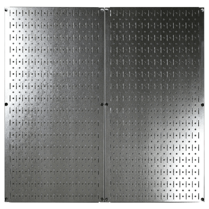 The metallic variant of the Wall Control Galvanized Steel Metal Pegboard Pack 32in x 16in