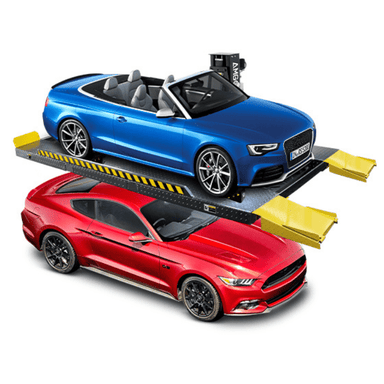 AMGO SPL-6 single post car lift with foldable ramps and H-frame platform
