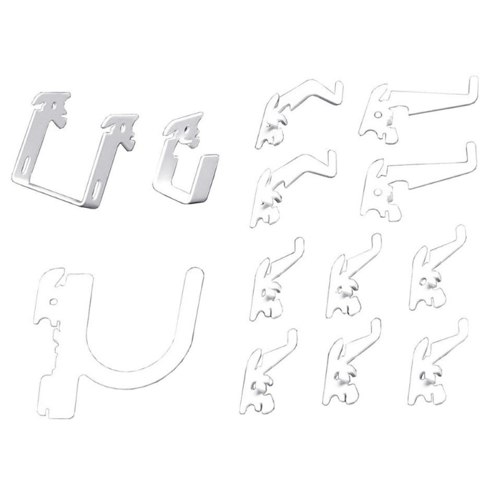 White variant of the Basic Slotted Metal Pegboard Accessory Pack