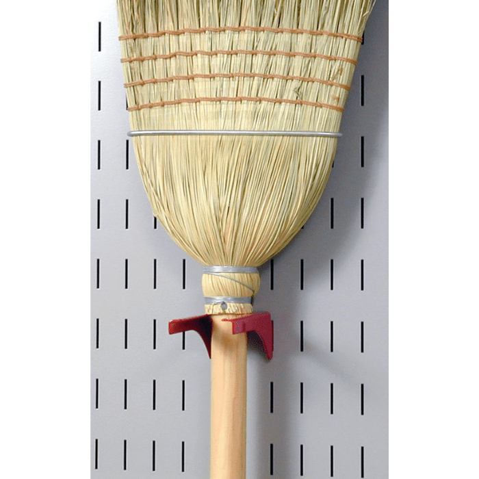 broom being held up by accessories from the Wall Control Perfect Starter Accessory Pack