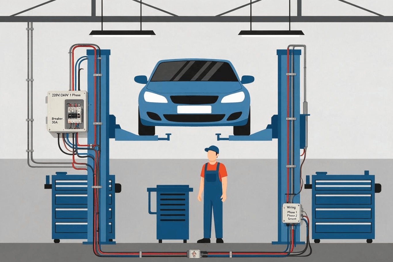 Hero image for the wiring for 2 post lifts