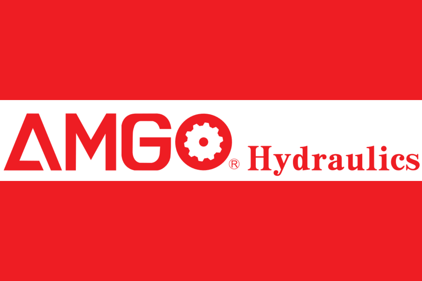 Red AMGO Hydraulics brand logo with stylized AMGO lettering and gear symbol