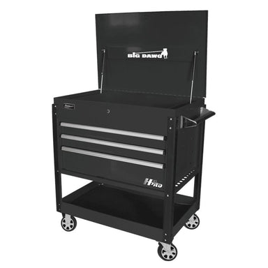 Homak 43" Big Dawg 3-Drawer Flip-Top Service Cart in Midnight Black