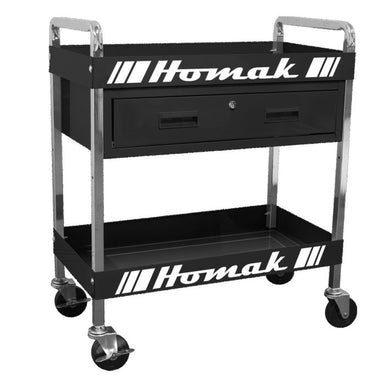 Homak 30-Inch 1-Drawer Service Cart with Removable Top Tray in Midnight Black
