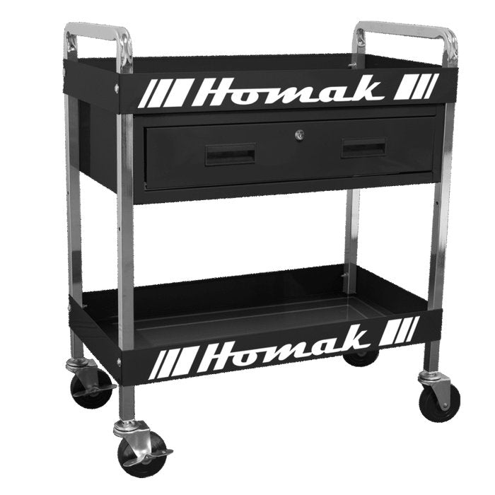Homak 30-Inch 1-Drawer Service Cart with Removable Top Tray in Midnight Black