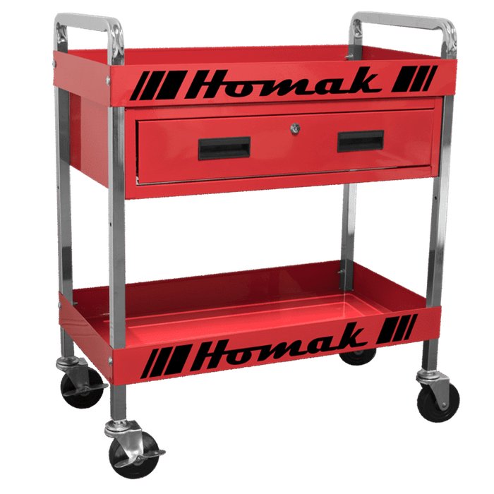 Homak 30-Inch 1-Drawer Service Cart with Removable Top Tray in Fury Red