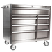 41 inch 9 drawer stainless steel rolling cabinet angled side view