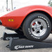Corvette front wheel parked on a Race Ramps 56 inch ramp