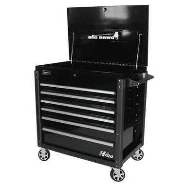 Homak 43" Big Dawg 6-Drawer Service Cart in Midnight Black